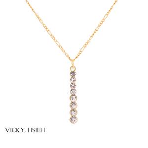 China VICKY.HSIEH Gold Tone Crystal Rhinestone Pave Pendant Long Necklace on sale