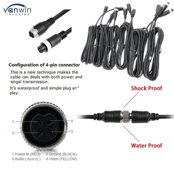 DVR Accessories Aviation Extension Cables 5M Male To Female 4-Pin Backup Camera Cable