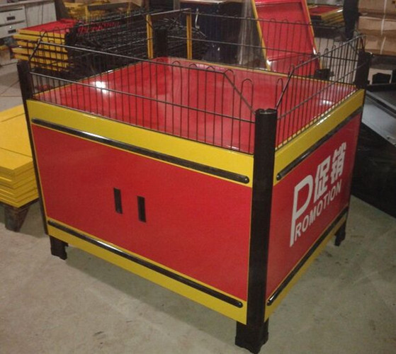 Buy Metallic Supermarket Accessories Promotion Counter Table With Guardrail at wholesale prices