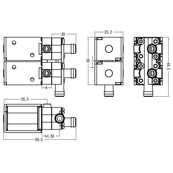 Massage Chair Plastic Miniature Solenoid Air Valve 12VDC 24VDC