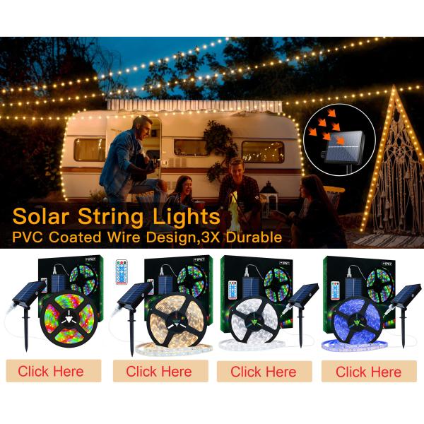 8 Mode Solar Strip Lights outdoor 3500K IP68 Water Resistant With Remote Control