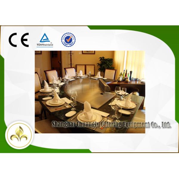 Professional Commercial Gas Teppanyaki Plate , Eleven Seat Flat Top Gas Grill Table
