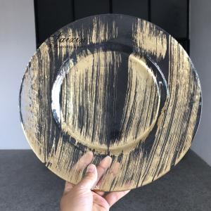 Disposable Glass Clear Charger Plates With Gold Rim Bulk Wedding