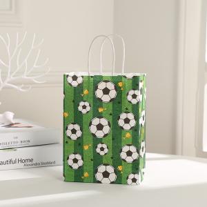 Custom Football Printed Kraft Paper Gift Bag with Twisted Handle
