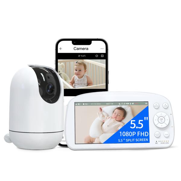 Buy 5.5 Inch 1080P WiFi Baby Monitor with 5000mAh Battery & Night Vision at wholesale prices