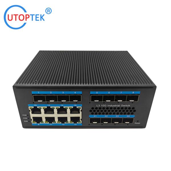 UT4T88GMP-SFP L3 10G Network management industrial POE switch 4x10G SFP+ ports+8xGE RJ45 ports+8 gigabit SFP module
