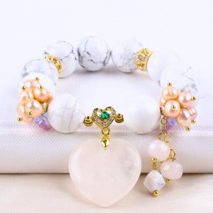 Handmade Gemstone Beaded Bracelet Natural White Turquoise Stone Bracelet