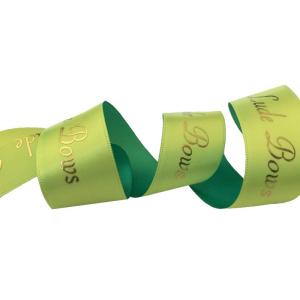 wholesale custom logo gold foil printed satin ribbon
