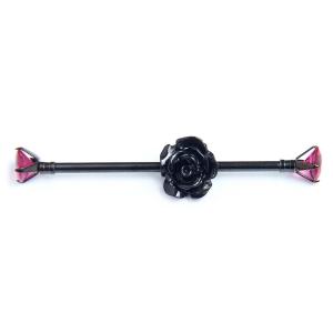 Wholesale body piercing jewelry black flower on fashion jewelry industrial bar