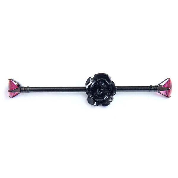 Buy Wholesale body piercing jewelry black flower on fashion jewelry industrial bar at wholesale prices