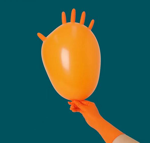 Household Orange Nitrile Disposable Gloves 7g Gram 30CM Industrial Cleaning