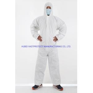 Waterproof Breathable Type 5/6 Cat 3 Disposable White Coverall with Antistatic