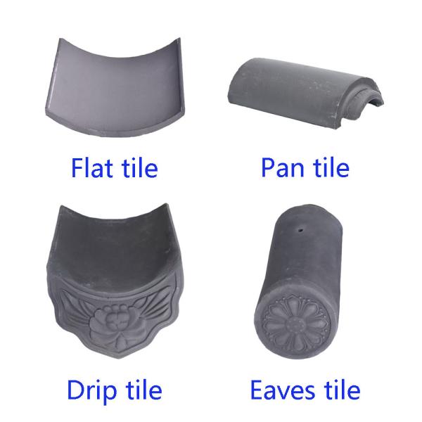 Clay Gray Color Oriental Japanese Roof Tiles Building Material