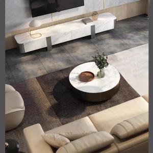 Opulent Edge Marble Ceramic Coffee Table Brushed Gold 400mm ¢