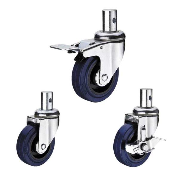 90kg Loading 125mm Rubber Swivel Caster Wheels For Warehouse Trolleys