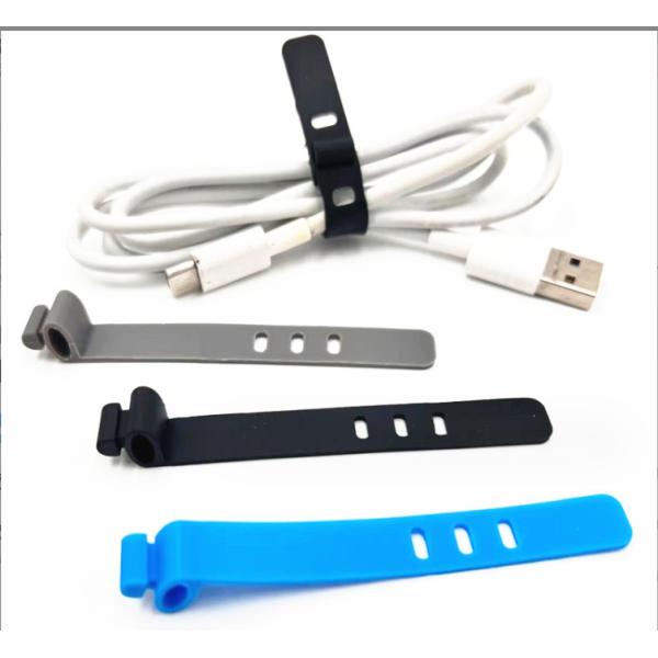 Colorful Silicone Strap Cable Holder Organizer for Moulding Food Grade USB Cables