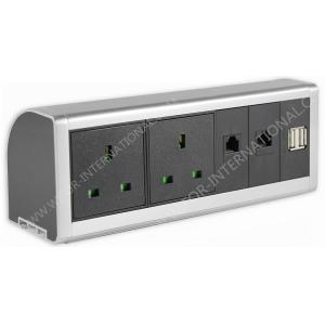 110 - 250V Aluminum Edge Desk Mountable Power Strip Silver Or Black Color