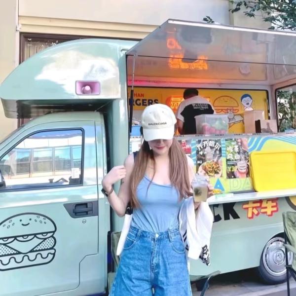 Food Cart Beverage Vending Cart Outdoor Mobile Fast Food Trailer for Customized Mobile