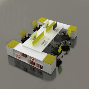 White Wooden 4 People 120 Degree Office Modular Workstations