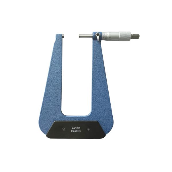 High Precision Deep Throat Micrometer with Ratchet Stop and Carbide Measuring