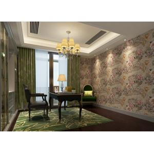 China Study Room 3D Home Wallpaper House Decor / Floral Vintage Style Wallpapers , Coffee Color on sale