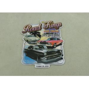 Die Stamped Souvenir Car Badge , Printing Fridge Badge With Magnet