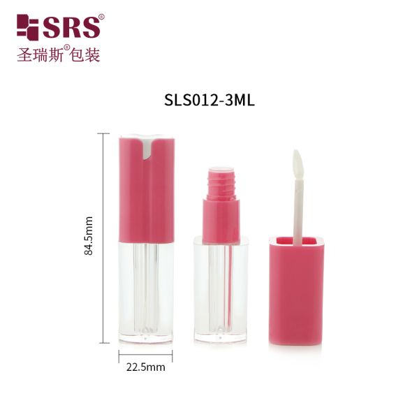 SLS012-3ML Square Round Corner Transparent Plastic Tube Lip Gloss Packaging Wholesale Customization