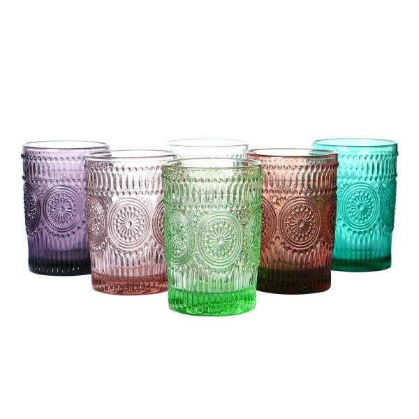 Buy 11oz Tumbler Drinking Glass , Sunflower Embossed Hotel Collection Highball Glasses at wholesale prices