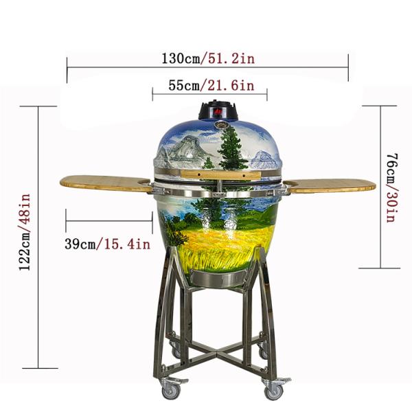KIMSTONE 21 Inch Painted Kamado Ceramic Grill Kamado Rotisserie Charcoal Ceramic Bbq Wholesale