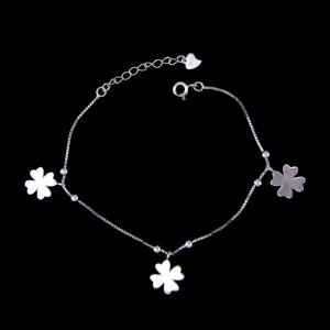 Lucky Flower Sterling Silver Infinity Bracelet 925 Clover Fashion Birthday
