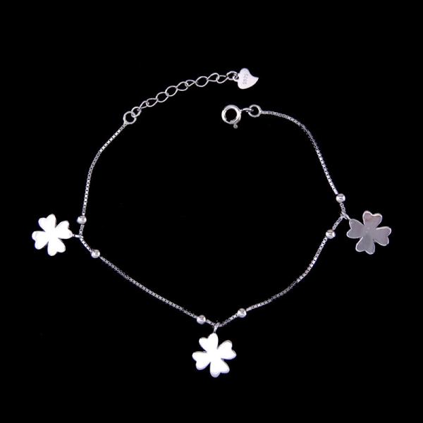 Lucky Flower Sterling Silver Infinity Bracelet 925 Clover Fashion Birthday
