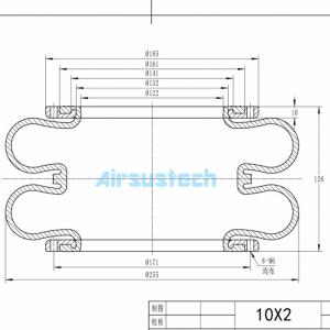 10''×2 10 X 2 Double Convoluted Industrial Air Springs 171mm Screw Center