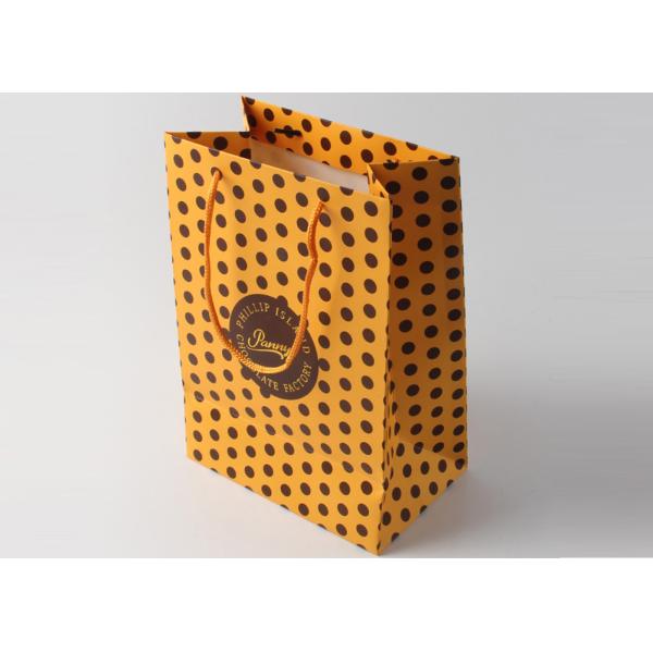 Nylon Handle Decorative Gift Packing Bags With Gold Foil Hot Stamp And Dot