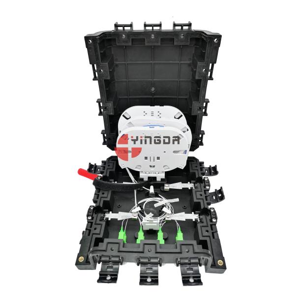 Inline Fiber Cable Joint Box IP65 Outdoor Pole Mount 36 Cores 8 SC Fast Connector