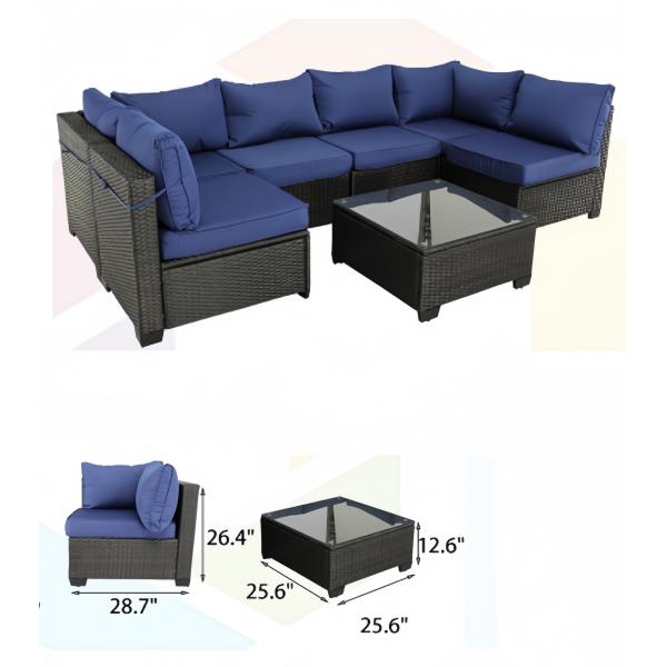 Garden Furniture Rattan Sofa Set Rope Outdoor Leisure Sofa Set Black Wicker Setsrn Set