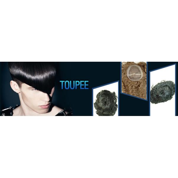 Human Remy Hair Men's Toupee Hair Replacement Silk Base with Thin Skin Coated