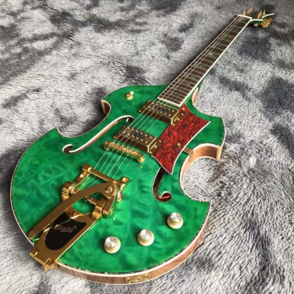 2021 Custom Grand Special Irregular Shape Body Semi-Hollow Body Electric Guitar in Green