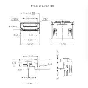 10029449-111RLF HDMI connectors HDMI 19 PINS RECEPTACLES SMT TYPE A RIGHT ANGLE