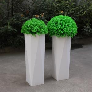 Unbreakable Metal Flower Planter Floor Standing White Galvanized Planter
