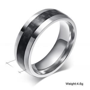 8mm Stainless Steel Carbon Fiber Inlay Wedding Band Polished For Men And Women