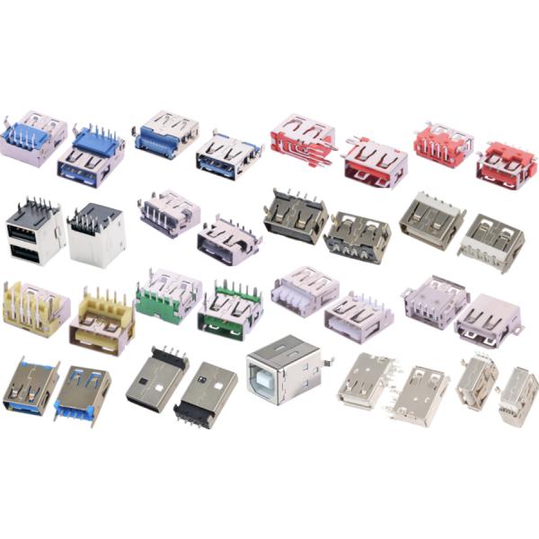 USB 2.0 / 3.0 Jack A Type Male Plug Connector Brass / Phosphor Bronze Contact Material