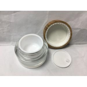Empty 50g glass lotion containers with Wooden Cap Eco Friendly