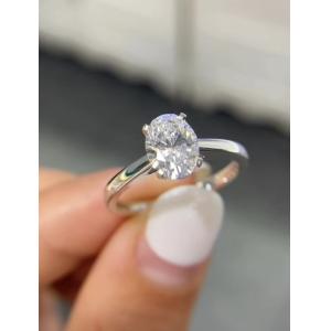 White Oval Diamond Ring Engagement Wedding Rings Lab Grown Diamond Rings