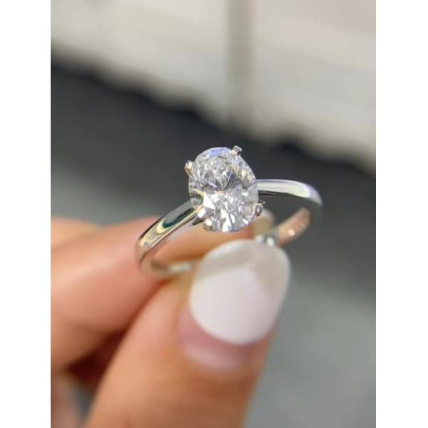 White Oval Diamond Ring Engagement Wedding Rings Lab Grown Diamond Rings