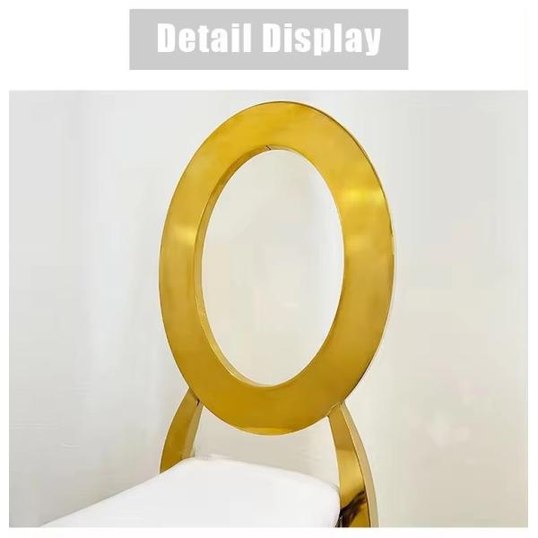 Luxury Round Back Party Outdoor Indoor Wedding Event Banquet Gold O Back Chairs Cushion Seat Hotel Dining Chairs
