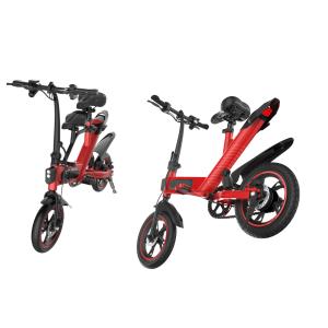 Red Smart Folding Electric Bike Double Disc Brake System Elegant And Compact