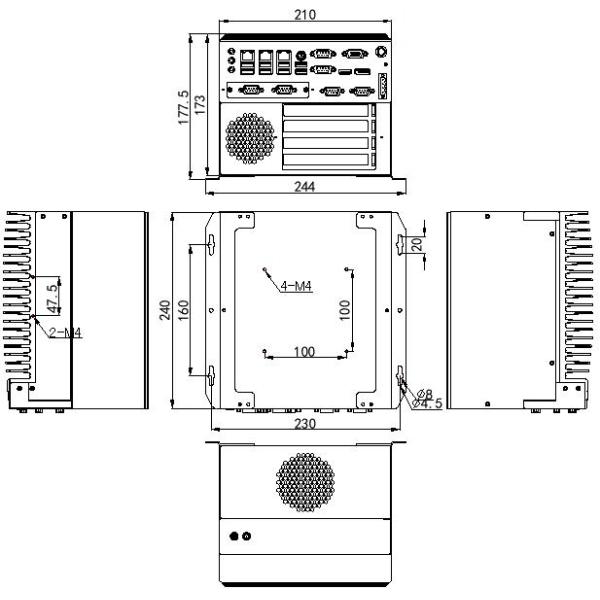 I3 6100T Quad Core Fanless Industrial Mini PC With 12V DC Power Supply And 64G SSD