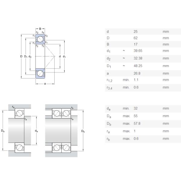 High Speed Angular Contact Ball Bearing / 7305B Stainless Steel Ball Bearings 25x62x17mm