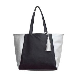 Custom Black PU Leather Tote Bag With Thermal Transfer Logo ODM