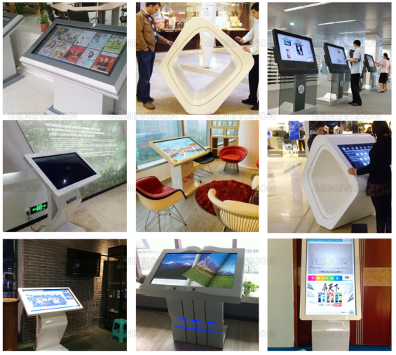 43 inch indoor digital ad player shipping mall advertising infrared touch screen full HD double screen PC touch kiosk